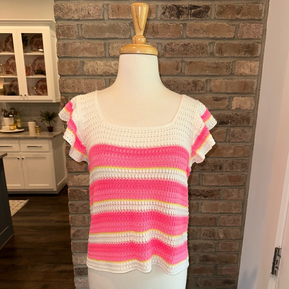 ✨NWT✨ Lilly Pulitzer Cordetta Sweater Pink Shandy Textured Sail Stripe Size M